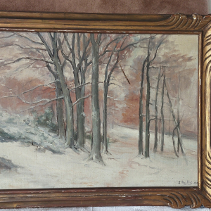 Tableau Paysage sous-bois de Jules Rouffet (1862-1931), peinture huile sur toile datée de 1928