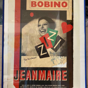 Affiche ZIZI JEANMAIRE à BOBINO , avec autigraphe, contre signée YVES SAINT LAURENT