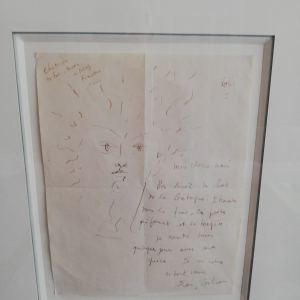 Lettre autographe Jean Cocteau avec dessin
