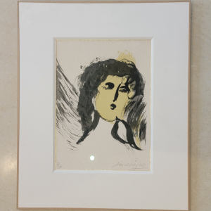 -	Lithographie signée par l’Artiste et numéroté de Marc Chagall "Ange"