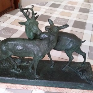 Statuette bronze couple de cerf et biche