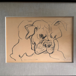 Dessin Yan chien de Picasso par Edouard Pignon