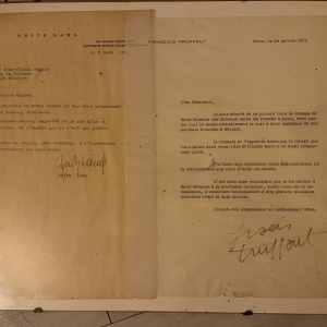 2 Lettres avec signature par fritz Lang et François Truffaut