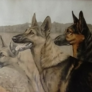 Léon Danchin; tableau 3 chiens