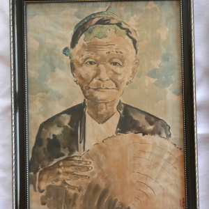 Peinture sur soie - Portraits homme et femme