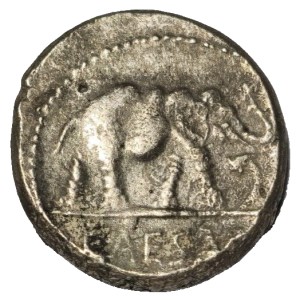 Pièce d'argent éléphant romain Jules César AR denarius 49 av. J.-C. 3,2 taille 16 mm