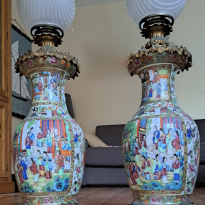 2 vases chinois montés en lampe