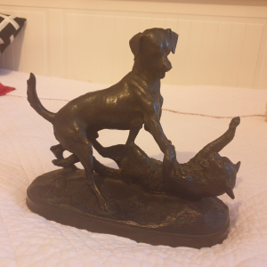 Bronze chien et chat de Pierre Rouillard