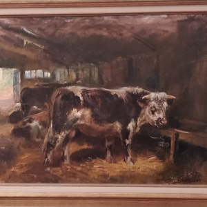 taureau à l'étable, Raymond lecourt, peintre le havre