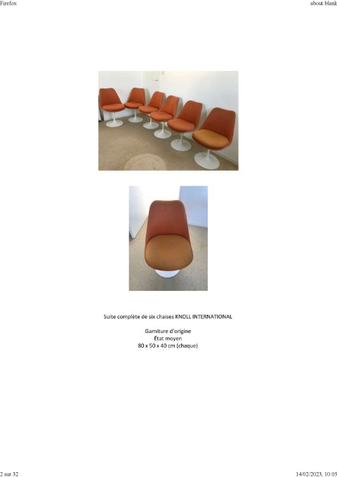 
															Lot de 6 chaises KNOLL SAARINEN
														