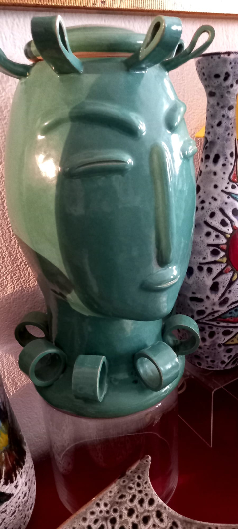 
															VASE AVEC COUVERCLE EN CERAMIQUE EMMAILL2E TURQUOISE  FEMME TOZAI
														