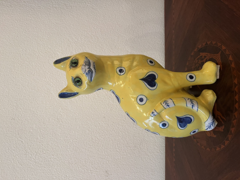 
															Figure of a Cat in glazed faience by Émile Gallé
														