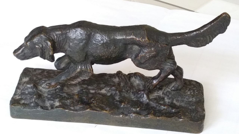 
															Statuette bronze chien Setter
														