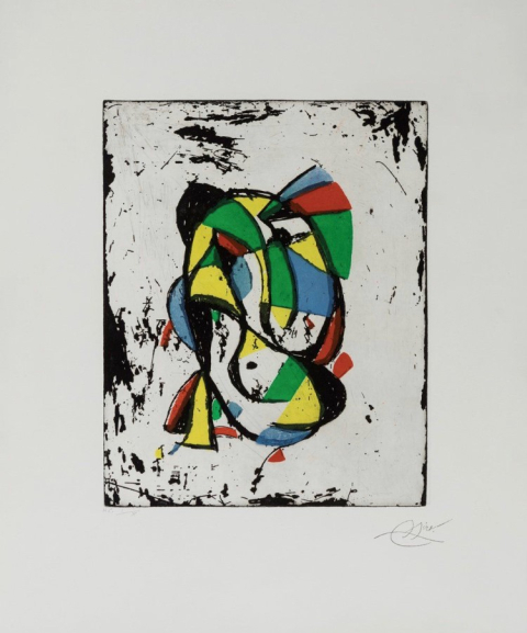 
															Gravure de Miro "Les adieux"
														