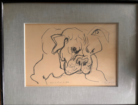 
															Dessin Yan chien de Picasso par Edouard Pignon
														