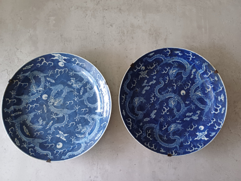 
															Paire d'assiettes porcelaine Vietnam 19ème
														