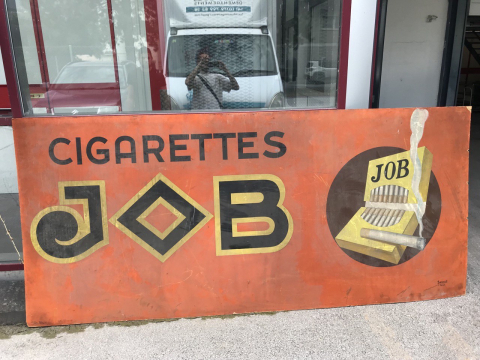 
															Panneaux publicitaires ancien en bois cigarettes job
														