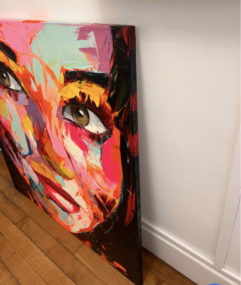 
															Tableau portrait par Françoise Nielly Peinture à l’huile au couteau
														