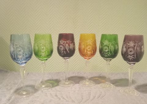 
															Lot de 6 verres cristal couleur "Natchmann"
														