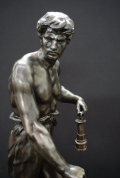 
													Sculpture emile picault: le travail; le mineur hauteur 61cm
												