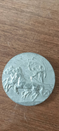 
													London 1908 Olympic Games Commemorative Medal by Sir Edgar Bertram Mackennal. Silver. 51 mm. diameter.
												