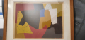 
													Serigraphie de Serge Poliakoff 1953, Composition brune, ocre, blanche et rouge
												