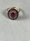 
													Bague type marquise diamant et rubis
												