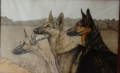 
													Léon Danchin; tableau 3 chiens
												