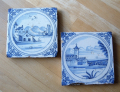 
													Anciens carreaux de Delft à décor camaieu bleu
												