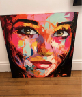 
													Tableau portrait par Françoise Nielly Peinture à l’huile au couteau
												