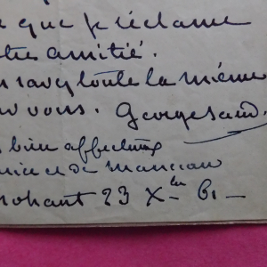 lettre manuscrite de George Sand datée d'octobre  (?)