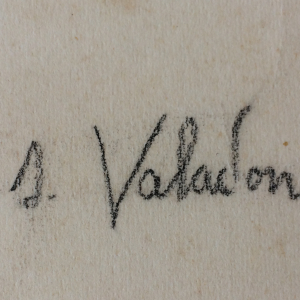 Dessin signé S. VALADON ( crayon pastel ) support Papier Canson