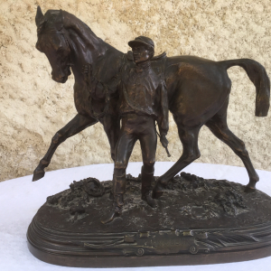 Bronze cheval "Vainqueur !!!" de P.J. Mêne
