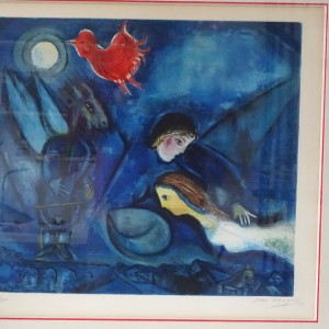 Gravure signée Marc Chagall: Aleko et Zemfira