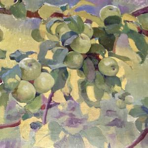 "Pommes vertes sur les branches". Zinaida Serebriakova. Sur toile. Les année 1910 (1916)