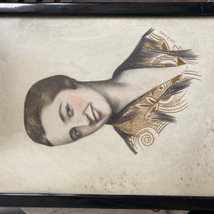 dessin, portrait de femme, signé "jean dunand 1927"