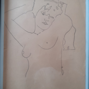 Warhol dessin sur papier fin brun.