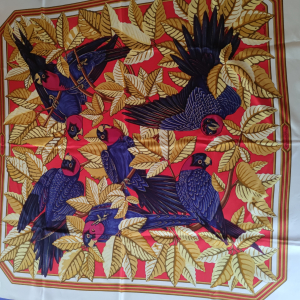 Foulard carré de soie Hermès les perroquets