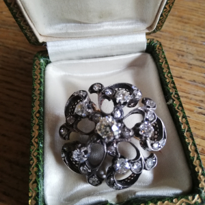 broche diamant or argent