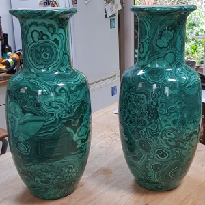 paire de vases porcelaine faux malachite