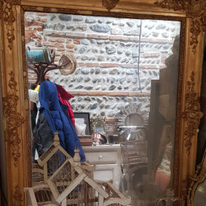 Miroir 19 ème stuc doré à la feuille style Louis XV