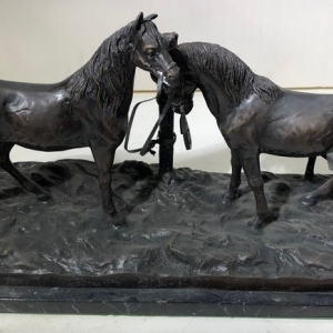 Pierre Jules Mène (1810-1879), sculpture deux chevaux en bronze