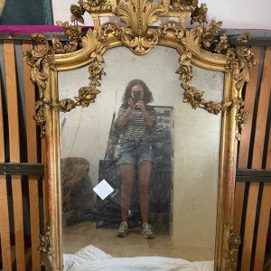 grand miroir ancien au mercure bois doré déco floral