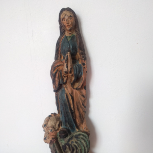 Sainte Marguerite d'Antioche sculpture sur bois