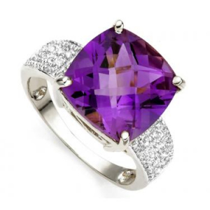 bague central Amethyst  , + 16 petits diaments