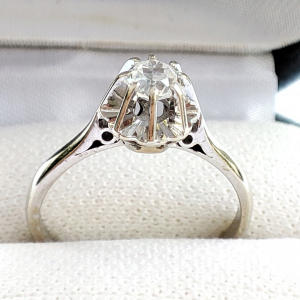 BAGUE EN OR 18K SOLITAIRE DIAMANT 0,35 CT 2,86 g T56 VERS 1960