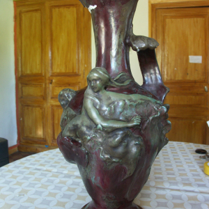 Grand vase à personnages émaillé  Alfred  Renolleau