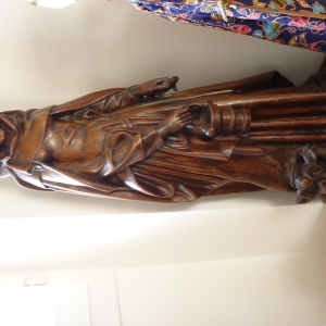 Delphin Haeuw professeur de sculpture Ancienne statue de femme en bois sculpté XIX 73 cm