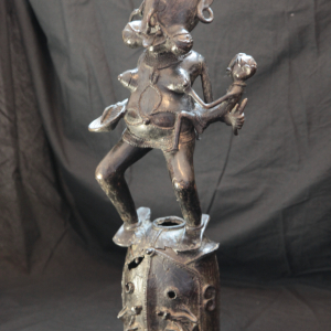Statue, masque cimier ?, maternité, nigéria ?, bronze,