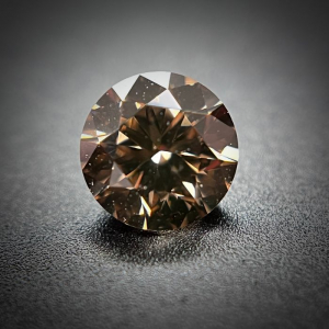 Diamant - 0.32 ct - Rond - 3X EX - fancy intens yellowish brown - VS2